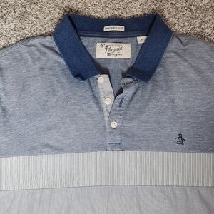 Penguin By Munsingwear XL Heritage Slim Fit Blue Short Sleeve Collared Shirt